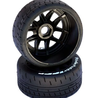 Power Hobby PHBPHT2401SB 1/8 GT Beast Belted Mounted Tires, Soft Compound, 17mm Black Wheels