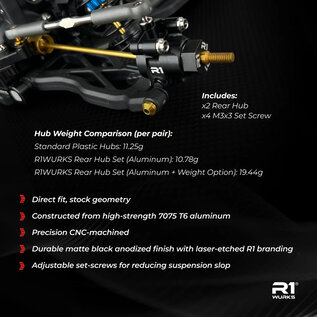 R1wurks R1-900101 R1WURKS B7 / B84 Series  Rear Hub Set, Aluminum