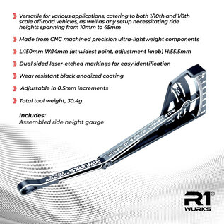 R1wurks R1-900037 Aluminum Ride Height Gauge (10-45mm)