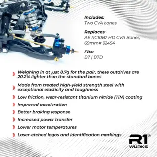 R1wurks R1-900067 (B7 / B84 Series) Lightweight HD CVA Bones, 69mm