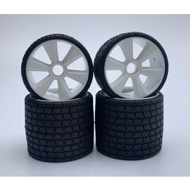 Gravity RC LLC GRC142W TYPE12 12th Rubber Tires White Wheel Set of 4 Pre Glued