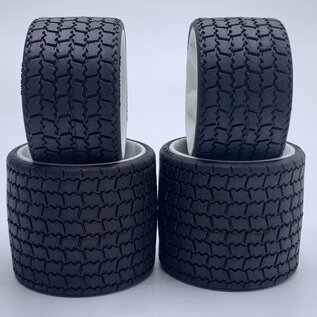 Gravity RC LLC GRC142W TYPE12 12th Rubber Tires White Wheel Set of 4 Pre Glued