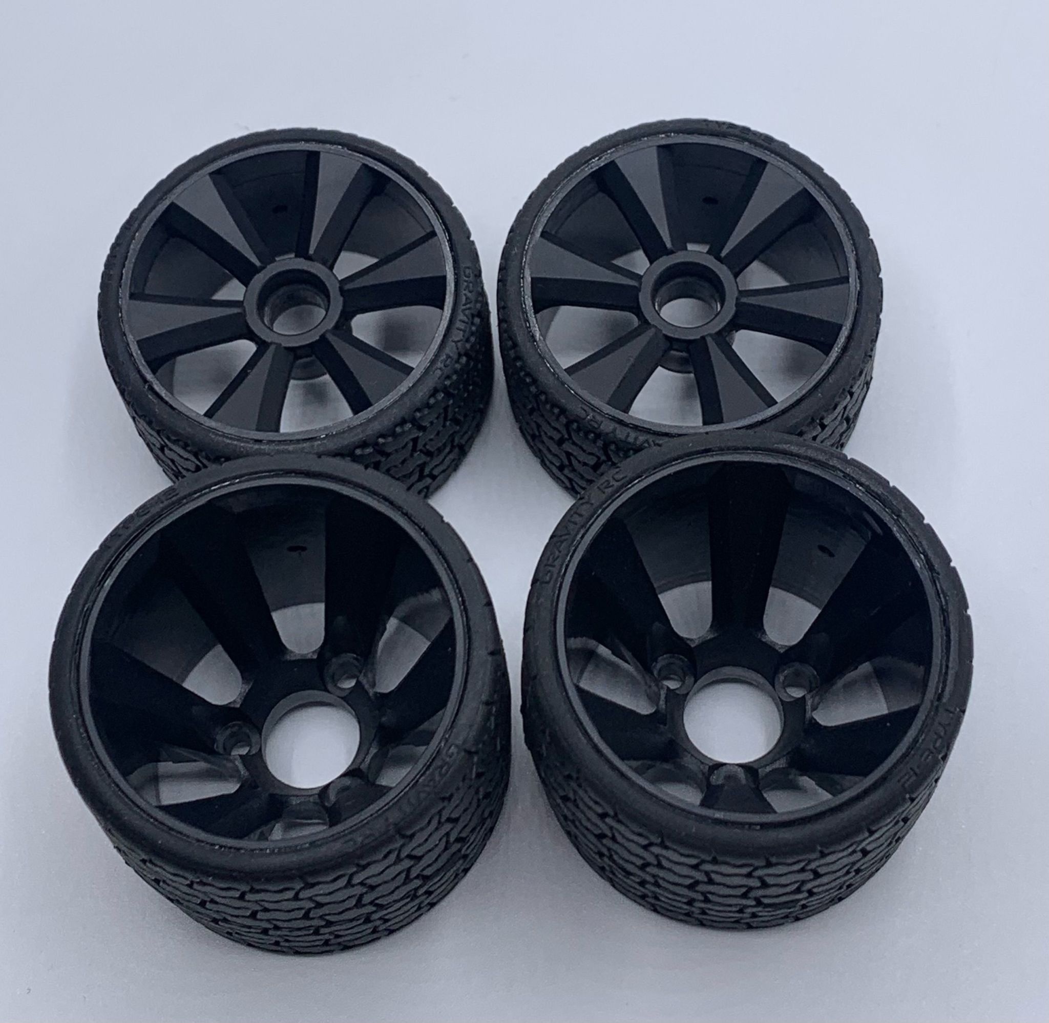 RC Wheels Tires Pre-Glued For 1/18 Typhon Grom Crawler - 4PCS Black Rubber Tires With Plastic Rims
