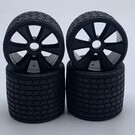 Gravity RC LLC GRC142B TYPE12 12th Rubber Tires Black Wheel Set of 4 Pre Glued