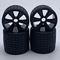 Gravity RC LLC GRC142B TYPE12 12th Rubber Tires Black Wheel Set of 4 Pre Glued