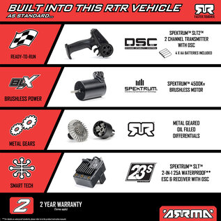 Arrma ARA2304ST2 MOJAVE GROM 223S BLX  Brushless 4X4 RTR with Battery & Charger, White