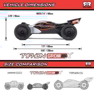 Arrma ARA2306T1 TYPHON GROM 223S BLX Brushless Buggy RTR, Silver