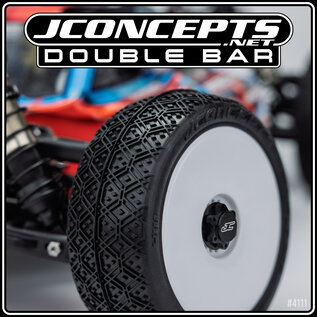 J Concepts JCO4111-01 Blue Double Bar Tires Fits 83mm 1/8th Buggy Wheel (2)