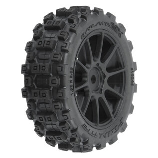 Proline Racing PRO1024610 Badlands MX 1.9" All-Terrain Buggy Tires (4) Mounted on Mach-10 Black 1.9" 12mm Hex Wheels for Typhon GROM 4x4 Front or Rear