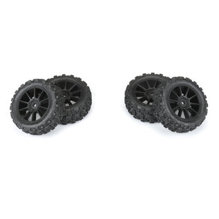 Proline Racing PRO1024610 Badlands MX 1.9" All-Terrain Buggy Tires (4) Mounted on Mach-10 Black 1.9" 12mm Hex Wheels for Typhon GROM 4x4 Front or Rear