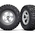 Traxxas TRA5881X  Kumho SCT Tires Mounted on Satin Chrome Wheels (2)