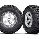 Traxxas TRA5881  Kumho SCT Tires Mounted on Satin Chrome & Black Wheels (2)