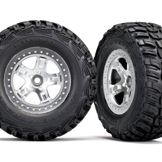 Traxxas TRA5881  Kumho SCT Tires Mounted on Satin Chrome & Black Wheels (2)