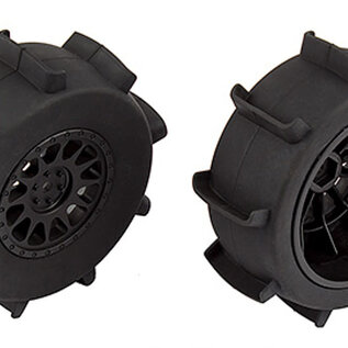 Team Associated ASC71062 Sand Paddle Tires and Method SC Wheels, mounted, black, rear