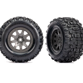 Traxxas TRA10771-GRAY  Large 4″ Sledgehammer Front Tires on Gray Wheels for Mini Maxx (2)