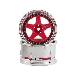 DS Racing DSC-DE-023 DS Racing Drift Element 5 Spoke Drift Wheel (Pink Face/Chrome Lip/Chrome Rivets) (Adjustable Offset) w/12mm Hex