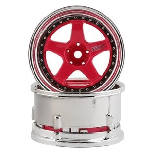 DS Racing DSC-DE-023 DS Racing Drift Element 5 Spoke Drift Wheel (Pink Face/Chrome Lip/Chrome Rivets) (Adjustable Offset) w/12mm Hex