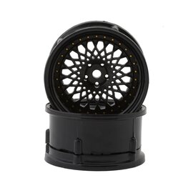 DS Racing DSC-DE-307 DS Racing Drift Element Mesh Drift Wheels (Triple Black w/Gold Rivets) (2) (Adjustable Offset) w/12mm Hex