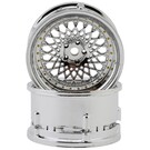 DS Racing DSC-DE-309 DS Racing Element Mesh Drift Wheels (Tri Chrome w/Gold Rivets) (2) (Adjustable Offset) (2) w/12mm Hex