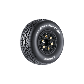 Louise RC LOULT3228VB  SC-Rocket M Oval Track 1/10 Short Course Tires, Super Soft, 12, 14 & 17mm Hex on Black Rim (2)