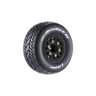 Louise RC LOULT3228VB  SC-Rocket M Oval Track 1/10 Short Course Tires, Super Soft, 12, 14 & 17mm Hex on Black Rim (2)