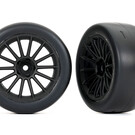 Traxxas TRA9375 Tires & wheels, assembled, glued (multi-spoke black wheels, 2.0" slick tires (rear) (2)