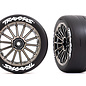 Traxxas TRA9375R Tires & wheels, assembled, glued (multi-spoke black chrome wheels, 2.0" slick tires with (rear) (2)