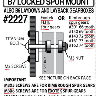 Exotek Racing EXO2227 B7 Locked Spur Mount set w/ Titanium Bolt, for the Stock B7 Shaft