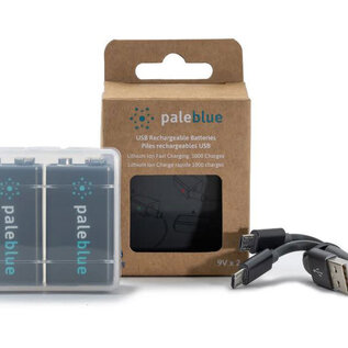 PaleBlue PBLPB9VC Pale Blue Lithium Ion Rechargeable 9V Batteries 2pk