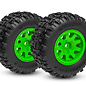 Traxxas TRA10770-GRN  Large 4″ Sledgehammer Rear Tires on Green Wheels for Mini Maxx (2)
