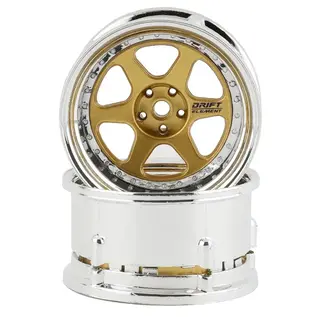 DS Racing DSC-DE-217  Drift Element 6 Spoke Drift Wheels Gold & Chrome