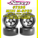 SWEEP SWP7228513P  Sweep Minis 28deg M-SPEC Rubber Tires (4) set on Black pre-glued Wheels