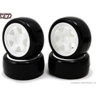 SWEEP SWP7236511P  Sweep Minis 36deg M-SPEC Rubber Tires (4) set on White pre-glued Wheels