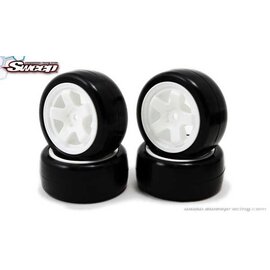 SWEEP SWP7232511P  Sweep Minis 32deg M-SPEC Rubber Tires (4) set on White pre-glued Wheels
