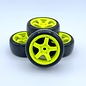 SWEEP SWP7228512P  Sweep Minis 28deg M-SPEC Rubber Tires (4) set on Yellow pre-glued Wheels