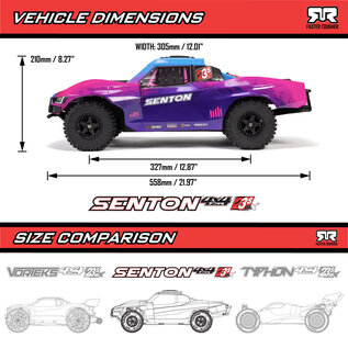 Arrma ARA4303V4T2  1/10 SENTON 223S DSC 4X4 RTR Brushless Short Course Truck, Red