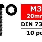 Team Corally COR3003-30-20  Steel Screws M3 x 20mm, Hex Button Head, 10pcs