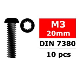 Team Corally COR3003-30-20  Steel Screws M3 x 20mm, Hex Button Head, 10pcs