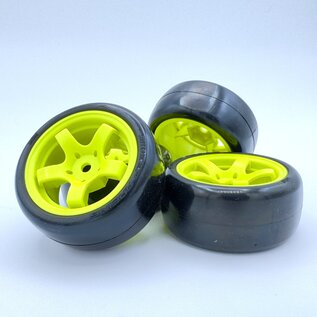 SWEEP SWP7236512P  Sweep Minis 36deg M-SPEC Rubber Tires (4) set on Yellow pre-glued Wheels