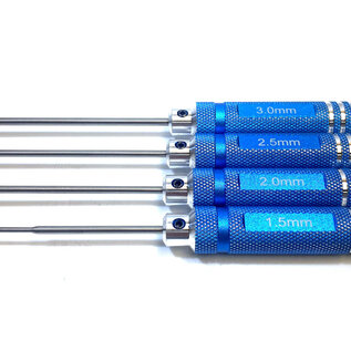 Racers Edge RCE7215BL 	Racers Edge Metric High Speed Steel Hex Driver Set w/ Blue Handles (4pc)