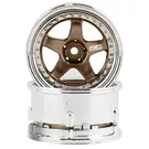 DS Racing DSC-DE-022 DS Racing Drift Element 5 Spoke Drift Wheels (Bronze & Chrome w/Gold Rivets) (2) (Adjustable Offset) w/12mm Hex