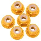 1UP Racing 1UP870703  7075 Aluminum Flanged Locknuts, M3, Gold, (6)