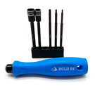 Bold RC BOL10620  Blue 1/10th Tool Set, 1/4" Quick Drive Hex & Nut Driver 5 Piece Set w/Handle