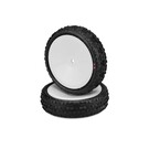 J Concepts JCO3137101011  Swaggers Slim 2.2” Pre-Mounted Front 2WD Buggy Tires, White Wheels, Pink Compound (2)