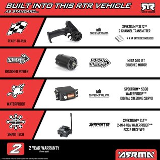 Arrma ARA3221ST1  Red 1/10 FURY MEGA 550 2WD Short Course Truck RTR with Battery & Charger