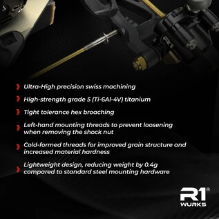 R1wurks R1-900116  Titanium Lower Shock Mounts, Rear for B7 / B84 Series