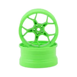 DS Racing DSC-DF-5Y2-6FG-HG  DS Racing Feathery Split Spoke Drift Wheels (Flu Green) (2) (6mm Offset) w/12mm Hex