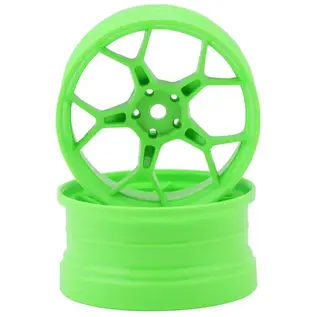 DS Racing DSC-DF-5Y2-6FG-HG  DS Racing Feathery Split Spoke Drift Wheels (Flu Green) (2) (6mm Offset) w/12mm Hex