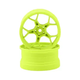 DS Racing DSC-DF-5Y2-6FL-HG  DS Racing Feathery Split Spoke Drift Wheels (Flu Lime) (2) (6mm Offset) w/12mm Hex