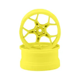 DS Racing DSC-DF-5Y2-6FY-HG  DS Racing Feathery Split Spoke Drift Wheels (Flu Yellow) (2) (6mm Offset) w/12mm Hex